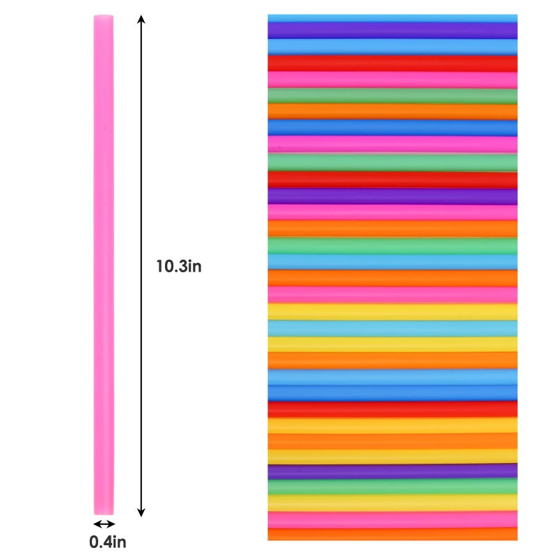 Tomnk 120 Pack Smoothie Straws, 10.3 Inches Straws Disposable, Milkshake Plastic Straws in Assorted Bright Colors - Image 2